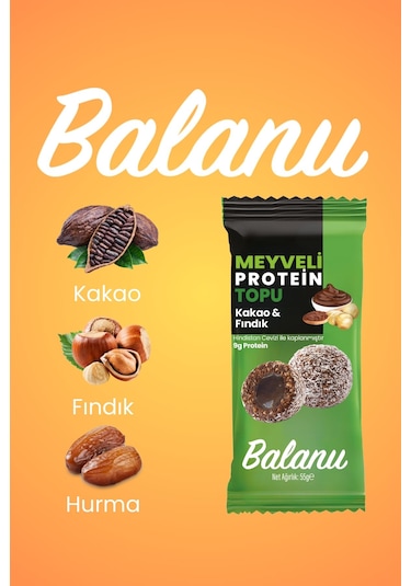 Meyveli Kakaolu & Fındıklı Protein Topları 55gr X3 Adet