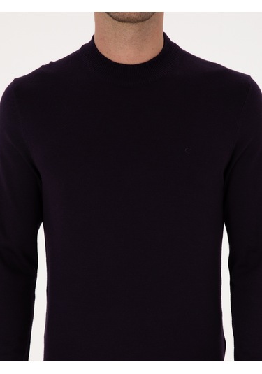 Cacharel Mürdüm Slim Fit Yün Karışımlı Çeyrek Balıkçı Yaka Basic Triko Kazak Pembe