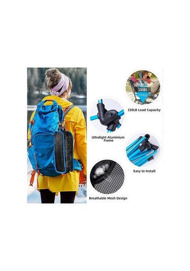 Bloomnest Ultralight Katlanır Açık Hava Sandalyesi - Yüksek Yük Kapasitesi - Seyahat, Plaj, Piknik, Kamp, Balıkçılık İçin Sert Taşınabilir Siyah Siyah