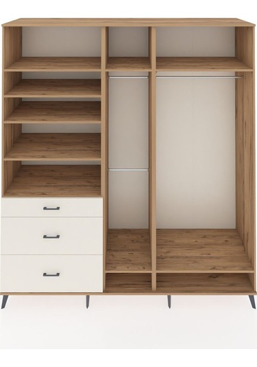Kronos Dolap 9 Raflı 3 Çekmeceli 3 Askılı 220x59x243 Çam-çam/aytaşı Atlas Çam/aytası