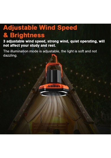 Jzcat- Fanlar, Usb Şarjlı Led Işıklı Kamp Fanı - Taşınabilir