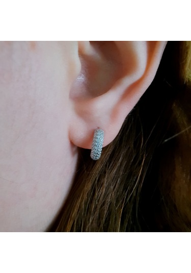 925 Ayar Gümüş Beyaz Taşlı Gümüş Çocuk Küpe