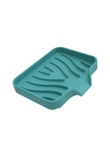 Silikon Mutfak, Banyo Su Giderli Vantuzlu Esnek Sabunluk Turkuaz Renk Siyah