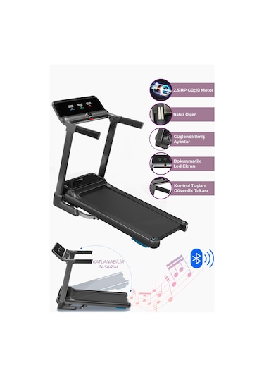 Relax Premium 14 Km Hız Bluetoothlu Uygulama Bağlantılı Katlanabilir Yürüme Ve Koşu Bandı 2.5 Hp Motor