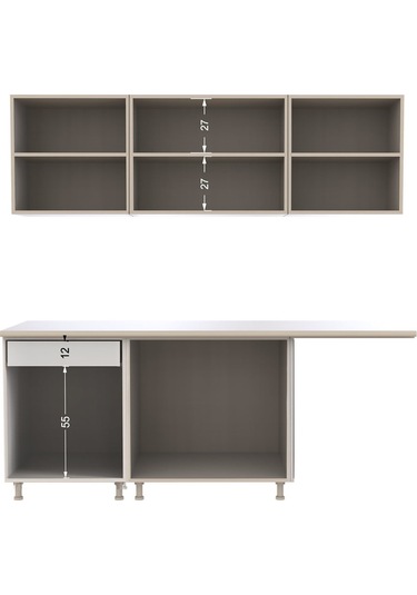 Pats Hazır Mutfak Dolabı 200 Cm -beyaz Laminat Tezgah Dahil-bulaşık Makinesi Yeri Mevcut Meşe