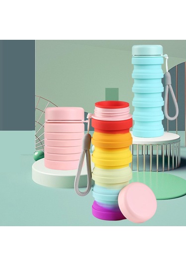 Suntek Dağcılık Kamp Seyahat Için Katlanabilir Su Şişesi Pembe