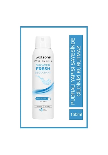 Watsons Shower Fresh Pudralı 24 Saat Etkili Kadın Sprey Deodorant 5 x 150 ML