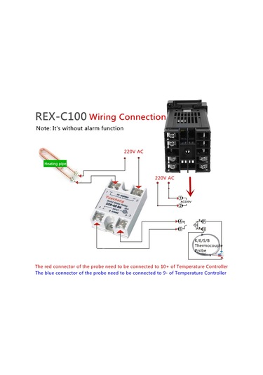 Ranyeek Rex-c100 Pıd Akıllı Sıcaklık Kontrolörü Seti - 1m K Tipi Prob + 40a Solid State Röle Isıtma/soğutma Uygulamaları İçin