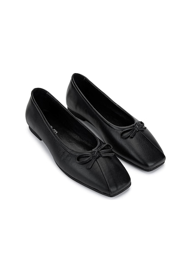 Tamer Tanca Kadın Hakiki Deri Siyah Deri Babet Ayakkabı 879 3641 Bn Ayk Y25 Sıyah Dr Siyah