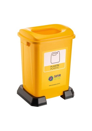 Omnipazar Sy-4395 Sıfır Atık Plastik Geri Dönüşüm Çöp Kutusu 50 Lt Sarı Sarı