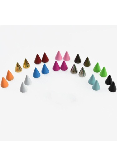 Black 10 Takım 7 10mm Mermi Koni Renkli Çıtçıt Ve Sivri Giysiler Için Dıy El Sanatları Konfeksiyon Perçinler Deri Çanta Ayakkabı Siyah