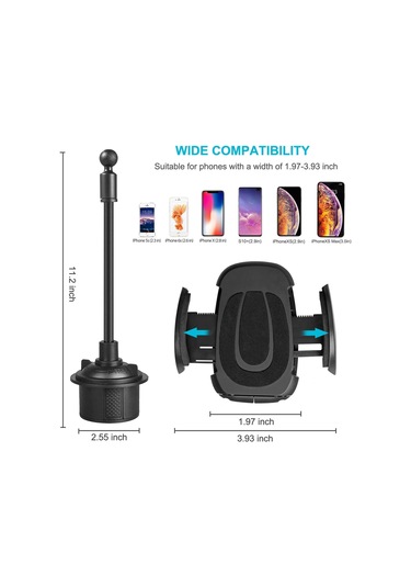 Butu Uzun Boyunlu Çıkarılabilir Braket İle 360 Derece Dönebilen Ayarlanabilir Bardak Tutucu Telefon Braketi