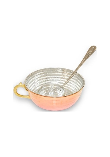 Bakır Tas Ve Kepçe 1 Adet-Beyaz Tas Ve Kepçe