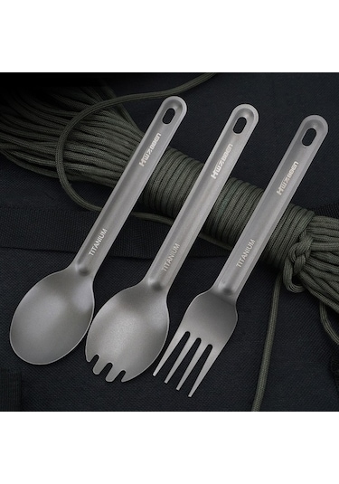 Pazly Taşınabilir Süper Hafif Titanyum Çatal - Dış Mekan Kamp Piknik Sofra Eşyası Gri Gri