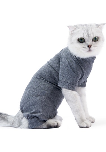 Vkemall Kedi Postoperatif Yaralarını Yalama Yasaklama Dört Ayaklı Elastik Mont - Gri/portakal Xs-s-m-l