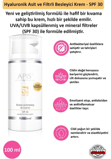 Apis Natural Hyaluronik Asit İçerikli Koruyucu Güneş Kremi SPF30 100 ML