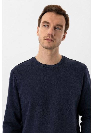 Süvari Oversize Kalıp O Yaka 3 İplik Yumuşak Dokulu Sweat Lacivert