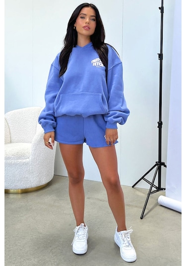 Thatsso Fetch Series 5 Sweatshirt - Bebe Mavisi Baskılı Oversize Kapüşonlu Mavi
