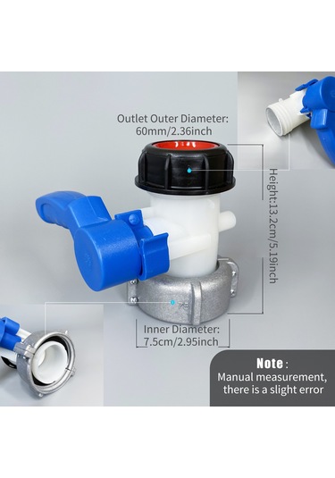 Skycity Ibc Tankı İçin Alüminyum Dn50 Kelepçe Valfi - 75mm Çıkış, Asit/alkali Dayanıklı, Kol Operasyonlu Su Haneyi