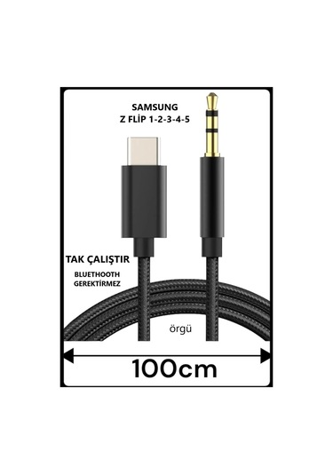 Samsung Uyumlu Galaxy Z Flip 5 Z Flip 2 Z Flip 3 Z Flip 4 Aux Kablo Type C Aux Kablo Dac Çipli Tak Çalıştır