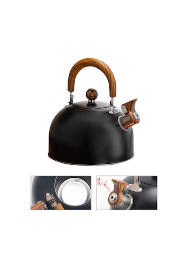 Valkyrie 3l Düdüklü Kettle Su Isıtıcı Çaydanlık Paslanmaz Çelik Yüksek Islıklı Siyah Siyah