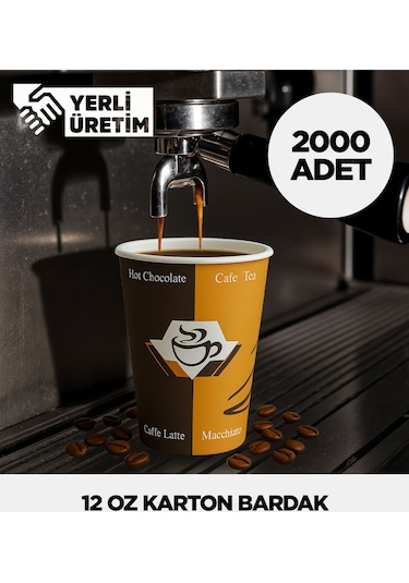 12 Oz Karton Bardak 2.000 Adet Çok Renkli