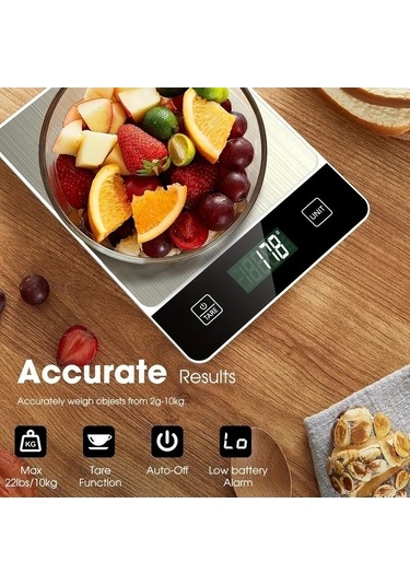 Fastbuy Wangxi Siyah Gıda Terazisi 10kg 22lb Hassas 1g Mutfak Terazisi Paslanmaz Çelik Tara Fonksiyonu 2xaaa Pil Siyah