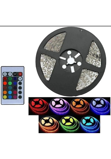 Rgb Şerit Led Set Kumandalı Adaptörlü Renk Renk Çok Renkli Led