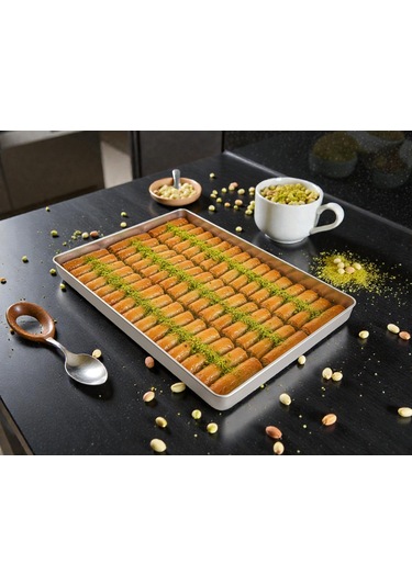 5 Adet - Tek Kullanımlık Alüminyum Tepsi - 35x45x3,5 Cm 300 Gr Gri