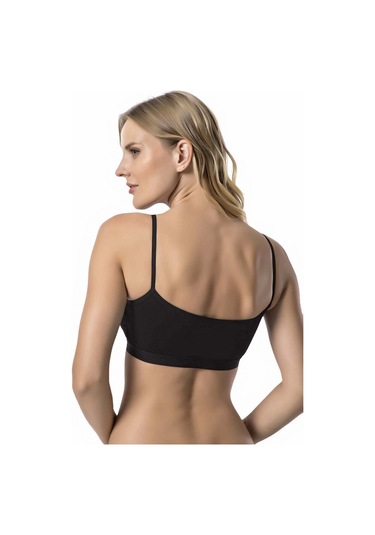 Kadın İp Askılı Büstiyer Sporcu Penye Yarım Atlet Sütyen Pedli - Beyaz