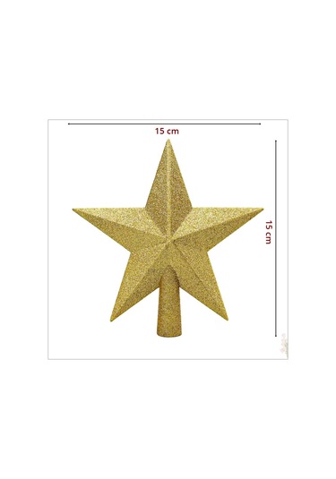 Yılbaşı Ağacı Simli Tepelik Yıldız, 15 cm - Altın