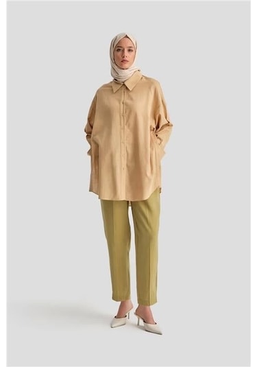 Armine Düğmeli Modal Pantolon 24k2621 Zeytin Yeşil