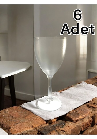 Kırılmaz Çizilmez Şarap Bardağı 320 Ml Polikarbon Şarap Kadehi 6 Adet Buzlu Şeffaf