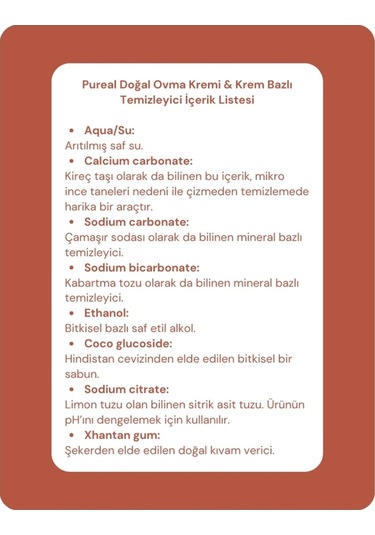 Pureal Doğal Ovma Kremi & Karbonat Bazlı Temizleyici 1 L Tekli