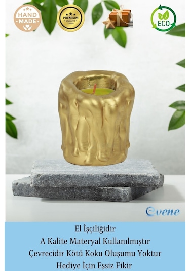 Mumluk Şamdan Tealight Mum Uyumlu Orta Erimiş Mum Model - Altın