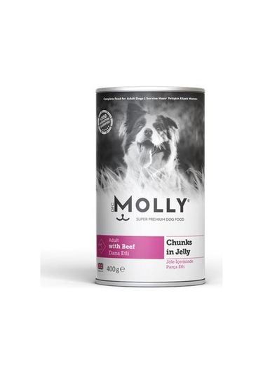 Molly Jöleli Biftekli Parça Etli Konserve Yetişkin Köpek Maması 400 G