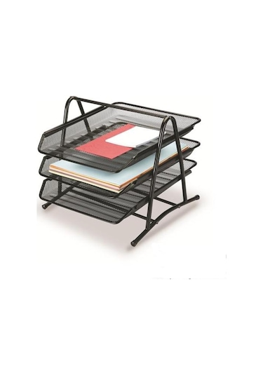 Metal 3'lü Perfore Hareketli Evrak Rafı