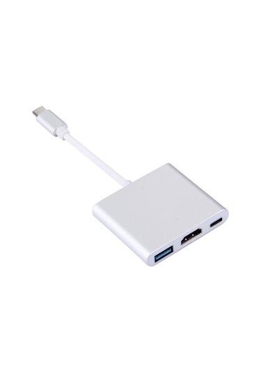 Usb-c / Type-c 3.1 Erkek - Usb-c / Type-c 3.1 Dişi & Hdmı Dişi & Usb 3.0 Dişi Adaptör Gümüş