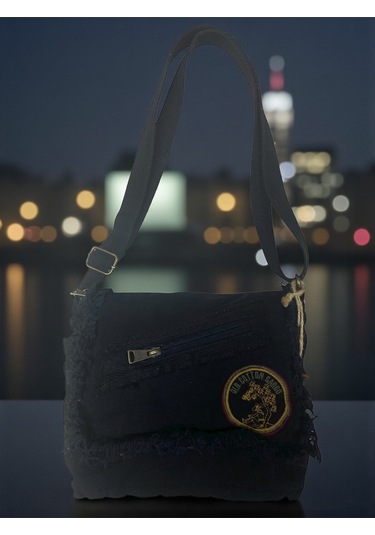 Vintage Küçük Salaş Unisex Günlük Çapraz Postacı Çantası S Boy 26x20cm Koyu Lacivert