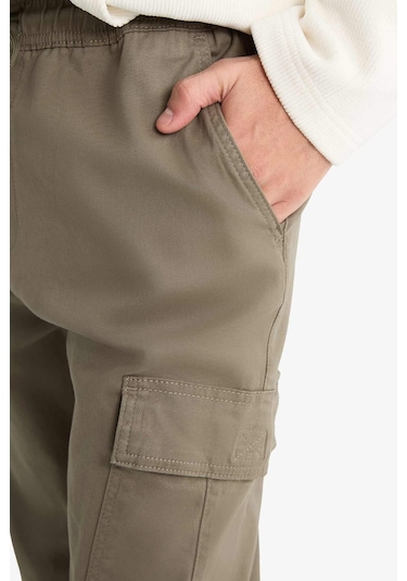 Defacto Regular Fit Beli Bağcıklı Kargo Cepli Jogger Pantolon F4681ax25aukh401 Haki