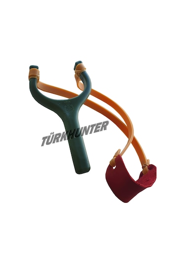 Türk Hunter Plastik Saplı Sapan Kauçuk  Lastik Haki