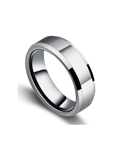 Siyah Basit Unisex Aşıklar Paslanmaz Çelik Ayna Parmak Yüzük Takı Hediyeler Siyah