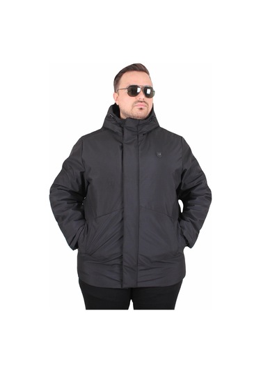 Starbattal Erkek Büyük Beden Kapüşonlu Mont Lujo 2504 Sıyah Siyah