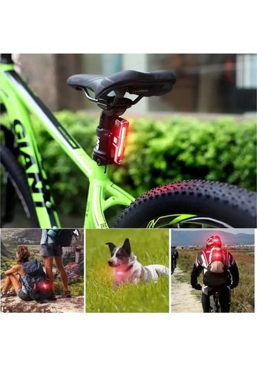 Mavi-sarı-kırmızı Çakarlı Usb Şarjlı 100 Lümen Bisiklet Stop Lambası Siyah - Kırmızı - Beyaz