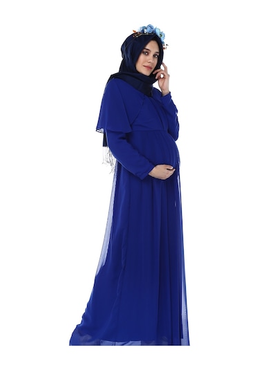 Modalabio Moda Labio- Babyshower Tesettür Melek Hamile Elbisesi Mavi