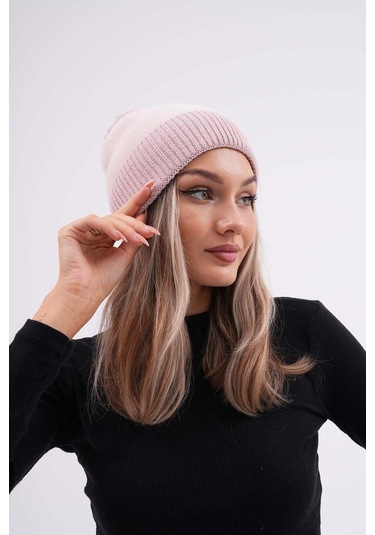 Peluş Ponponlu Bere Pudra