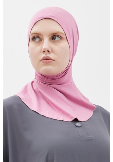 Kadın Tesettür Pratik Boyunluklu Hijab - Sporcu Bone Koyu Pembe