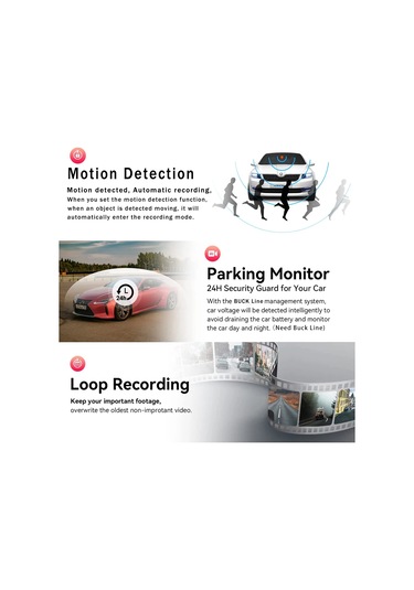 Ir Gece Görüşlü Döngü Kaydı Ve 2 1080p Ips Ekranlı 3 Kanallı Araç Kamerası 3 Kamera, Dvr Kaydedici, Video Kaydedici, Araç Dvr