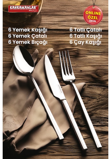 Kahramanlar Gözde 36 Parça Çatal Kaşıl Bıçak Seti Gümüş
