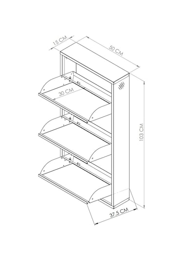 Arpelia Metal Ayakkabılık 3 Lü Kilitli Beyaz